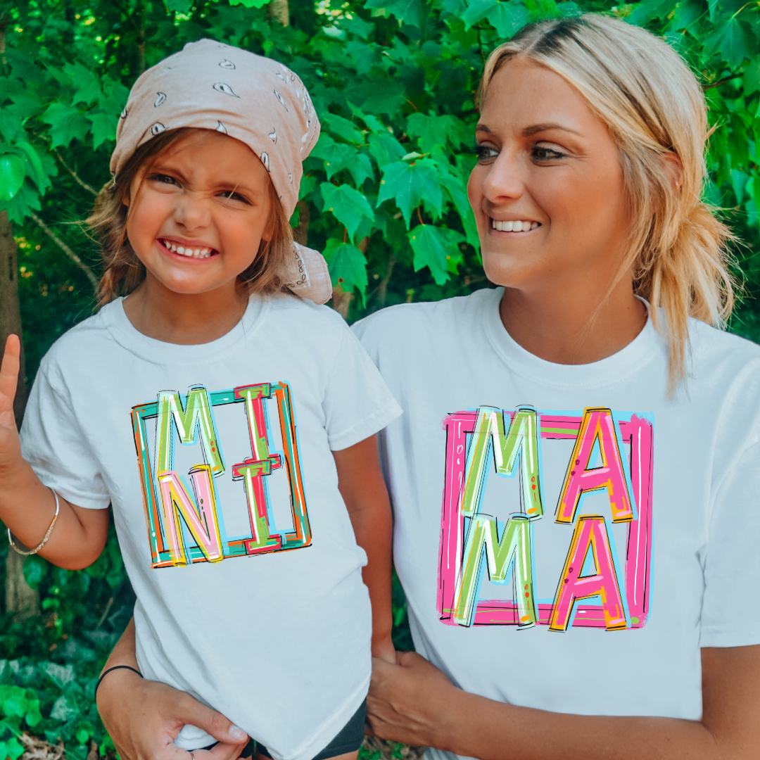 Mama Mini Cheery Doodle Frames DTF Transfer