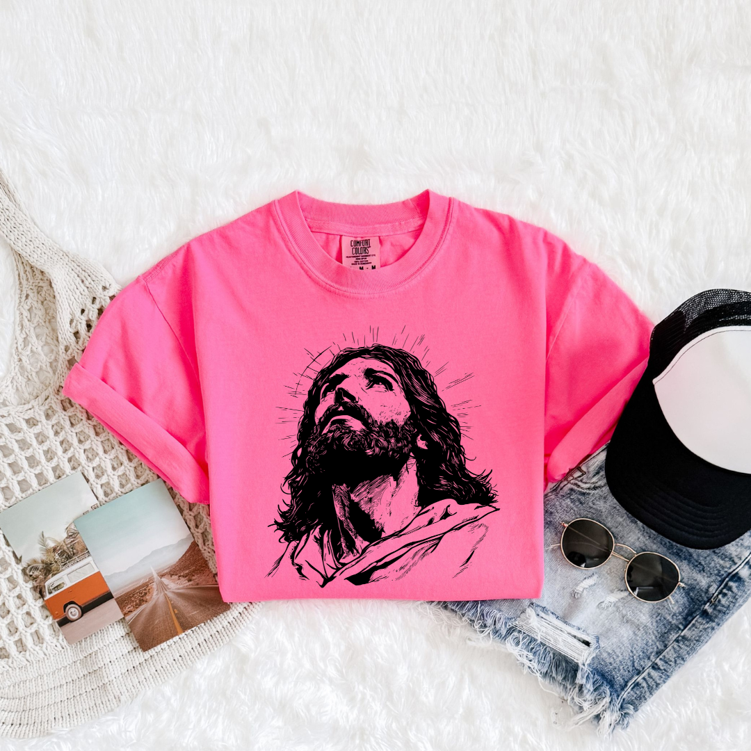 Line Art Jesus DTF Transfer