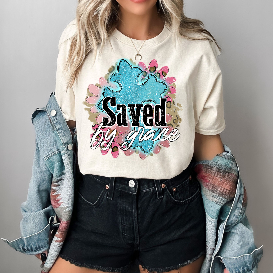Saved By Grace Turquoise DTF Transfer