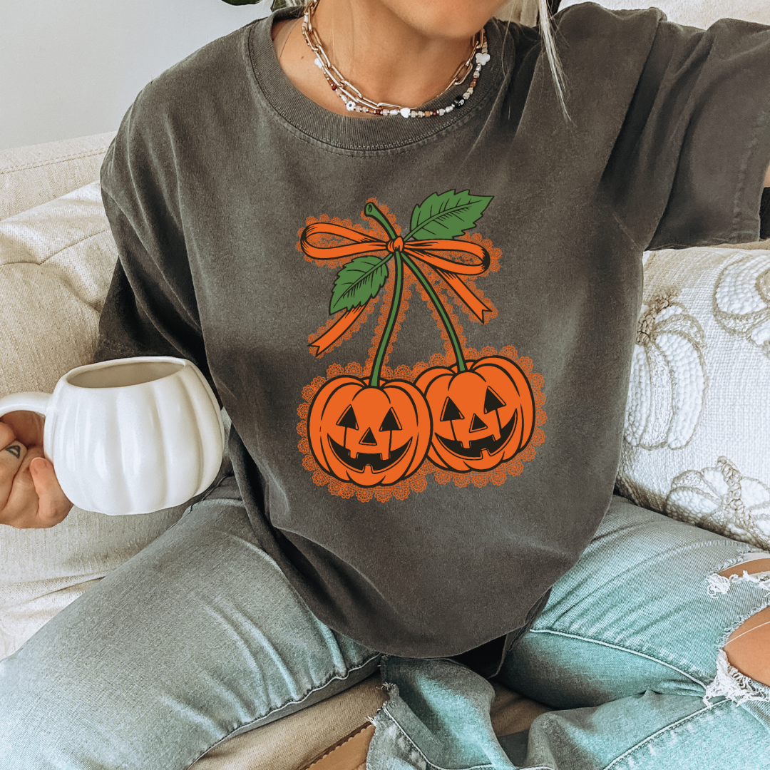 Lacy Jackolantern Cherries DTF Transfer