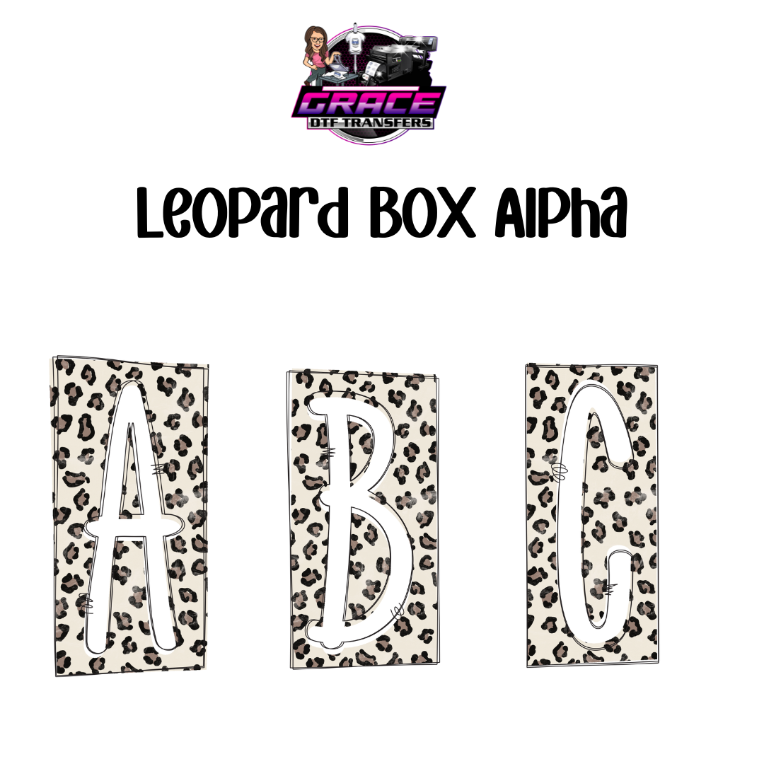 *Leopard Box Alpha Word DTF