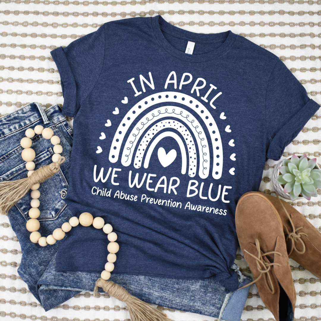 Child Abuse Prevention White Rainbow DTF