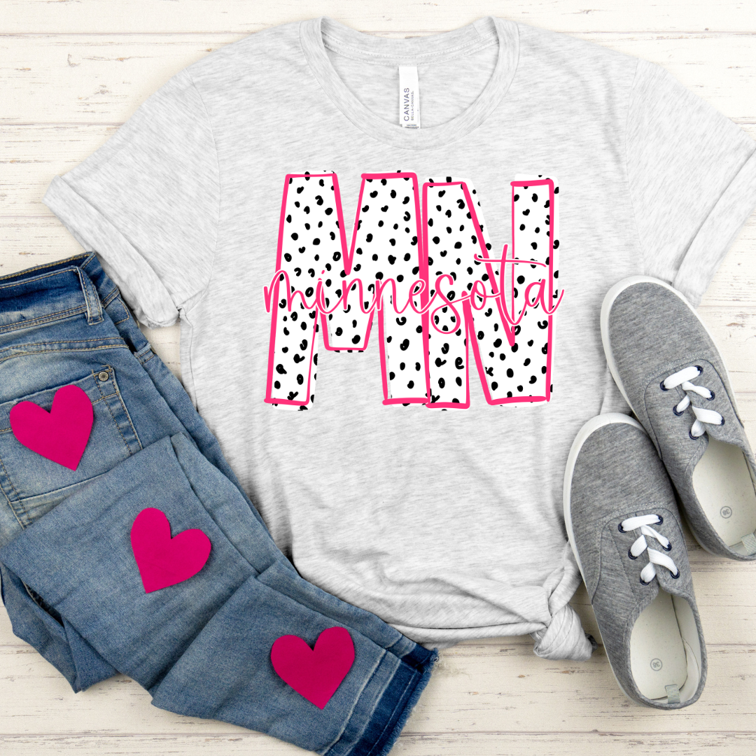 Minnisota Pink Dottie State DTF