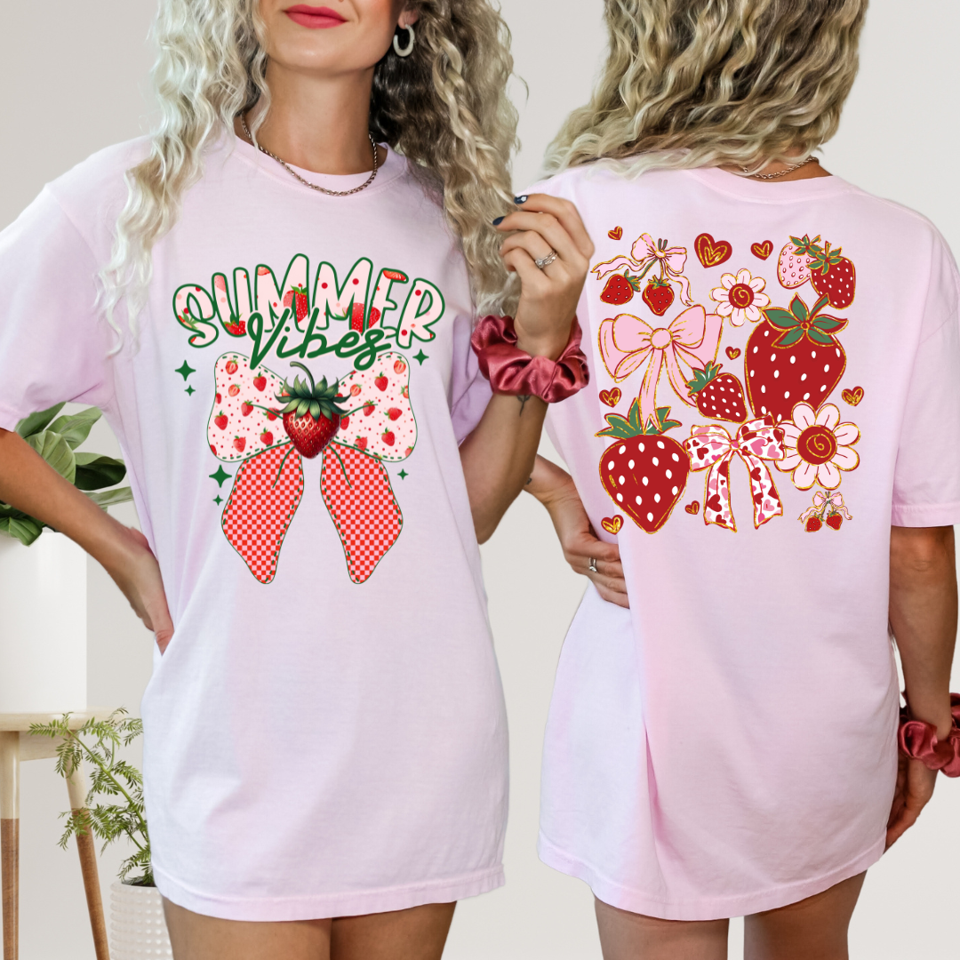 *Coquette Strawberries Front Back DTF Transfer