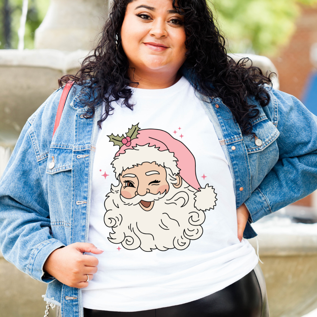 Pink Winky Santa DTF