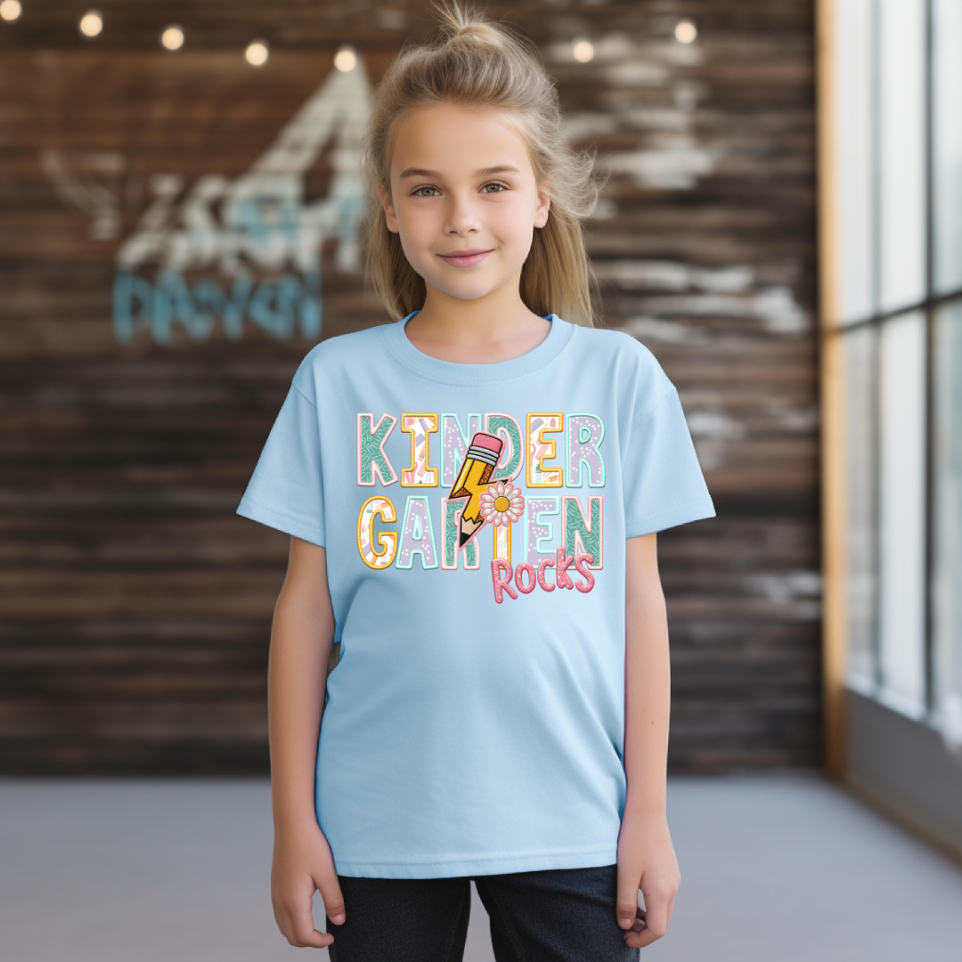 Kindergarden Rocks Faux Embroidery DTF Transfer
