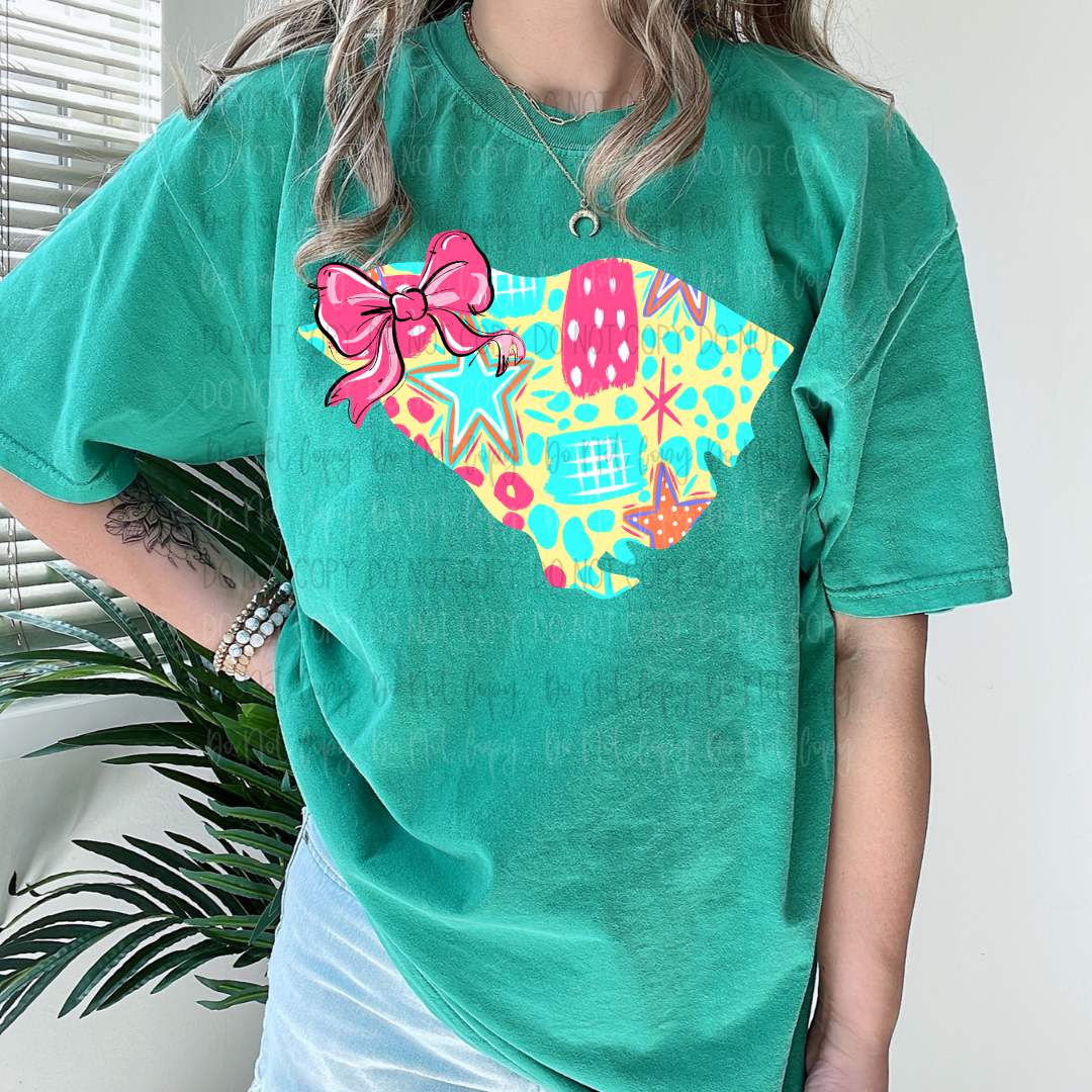 Spring Scribbles Bow State DTF Transfer