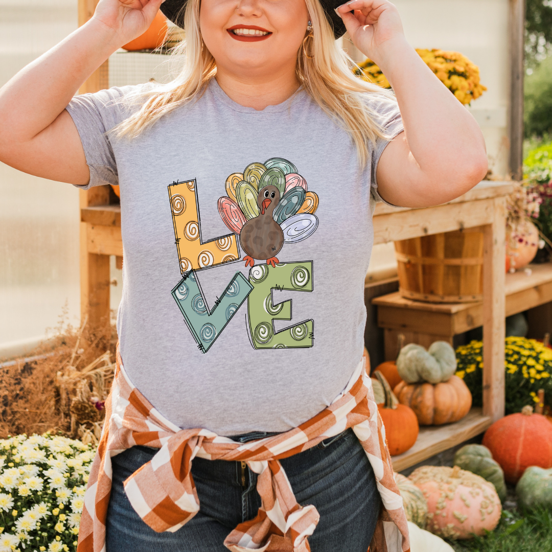 Love Autumn Doodle Turkey DTF