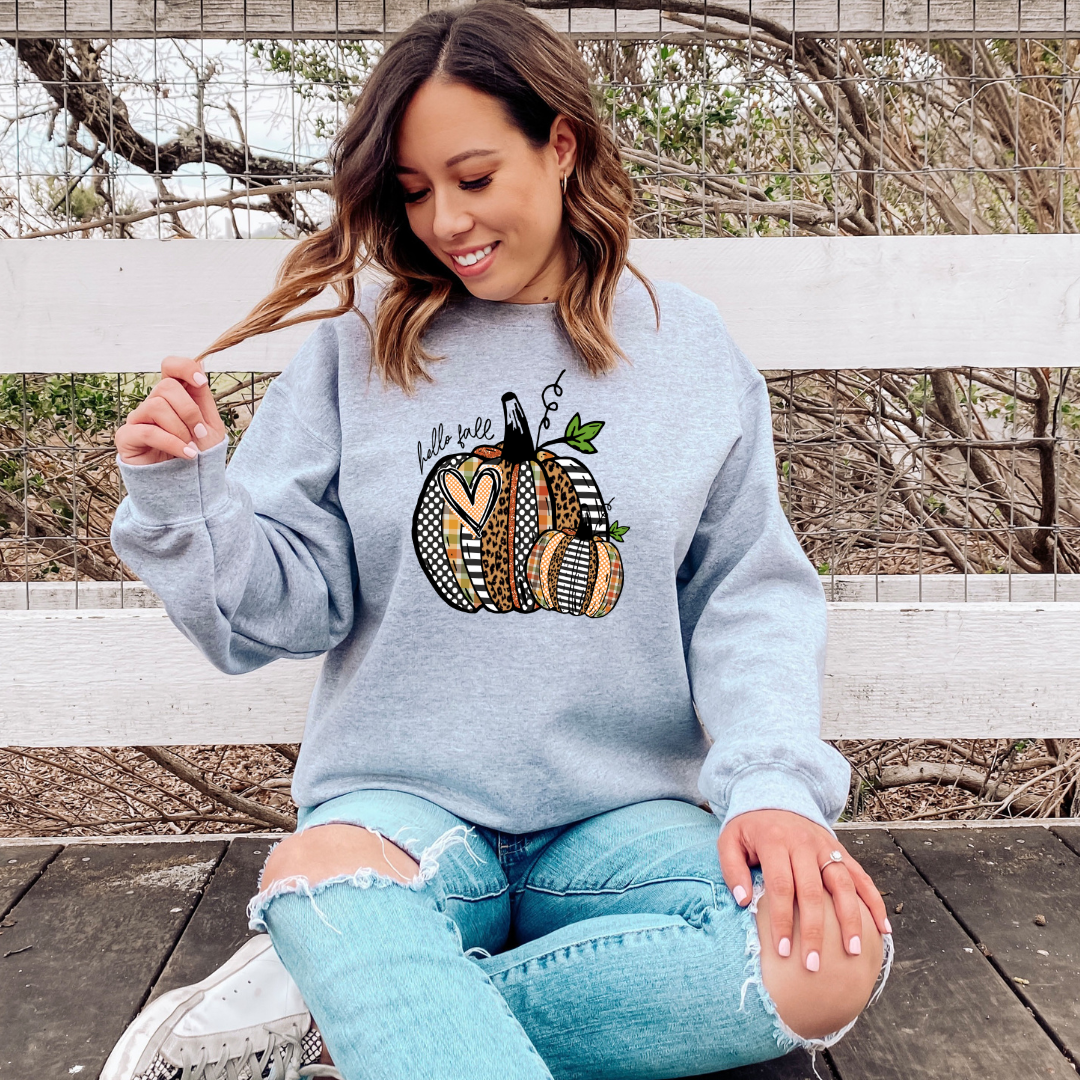 Hello Fall Patchwork Pumpkin DTF