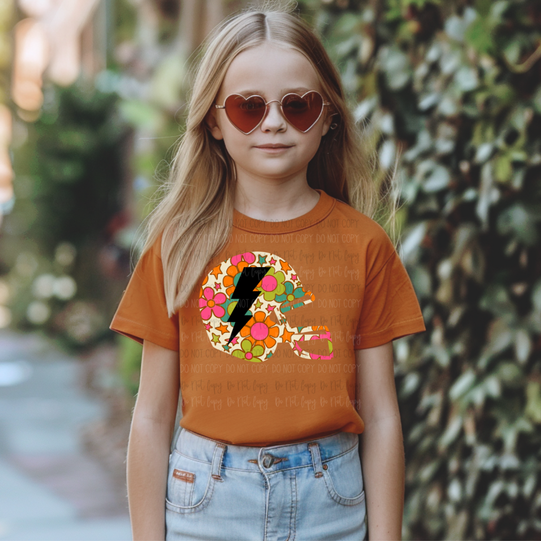 floral football helmet Hippie Floral Football Helmet DTF Transfer