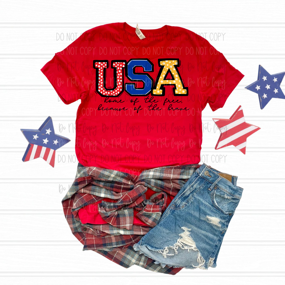 USA Word Art DTF Transfer