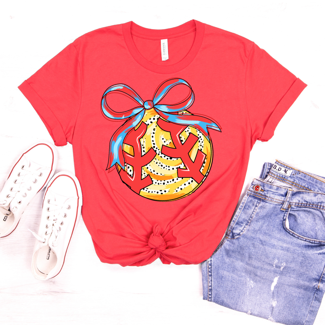 Softball Dotted Bow DTF Transfer