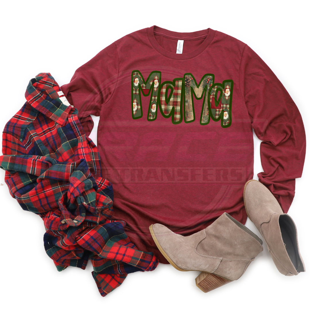 Mama Vintage Santa Word Art DTF Transfer