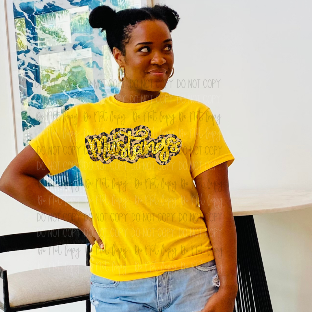 Mustangs Gold and Leopard DTF Transfer