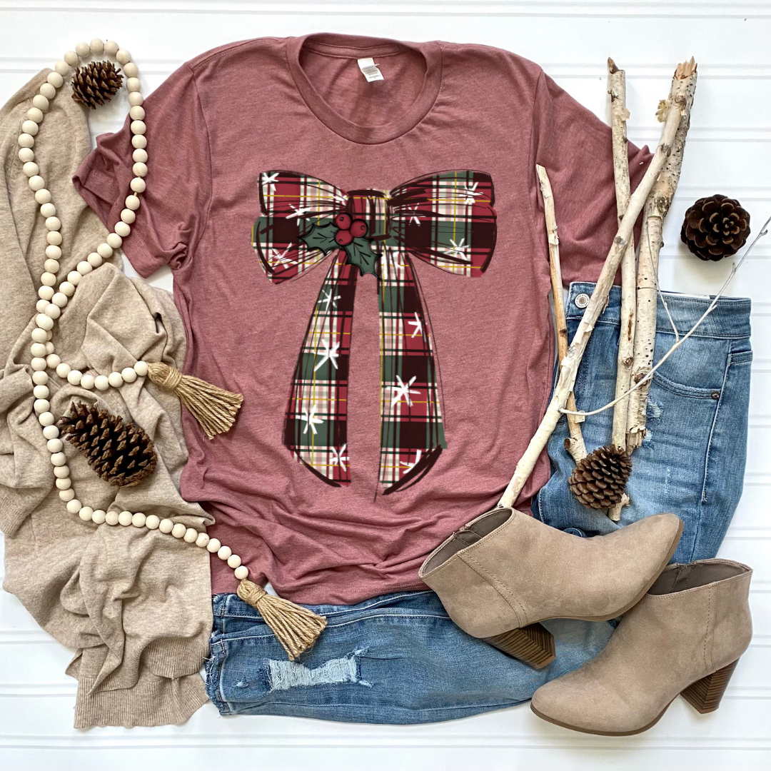 Vintage Christmas Bow DTF Transfer