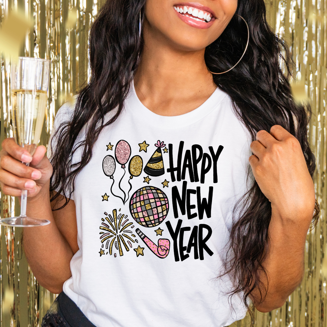 Happy New Years Pink Collage DTF