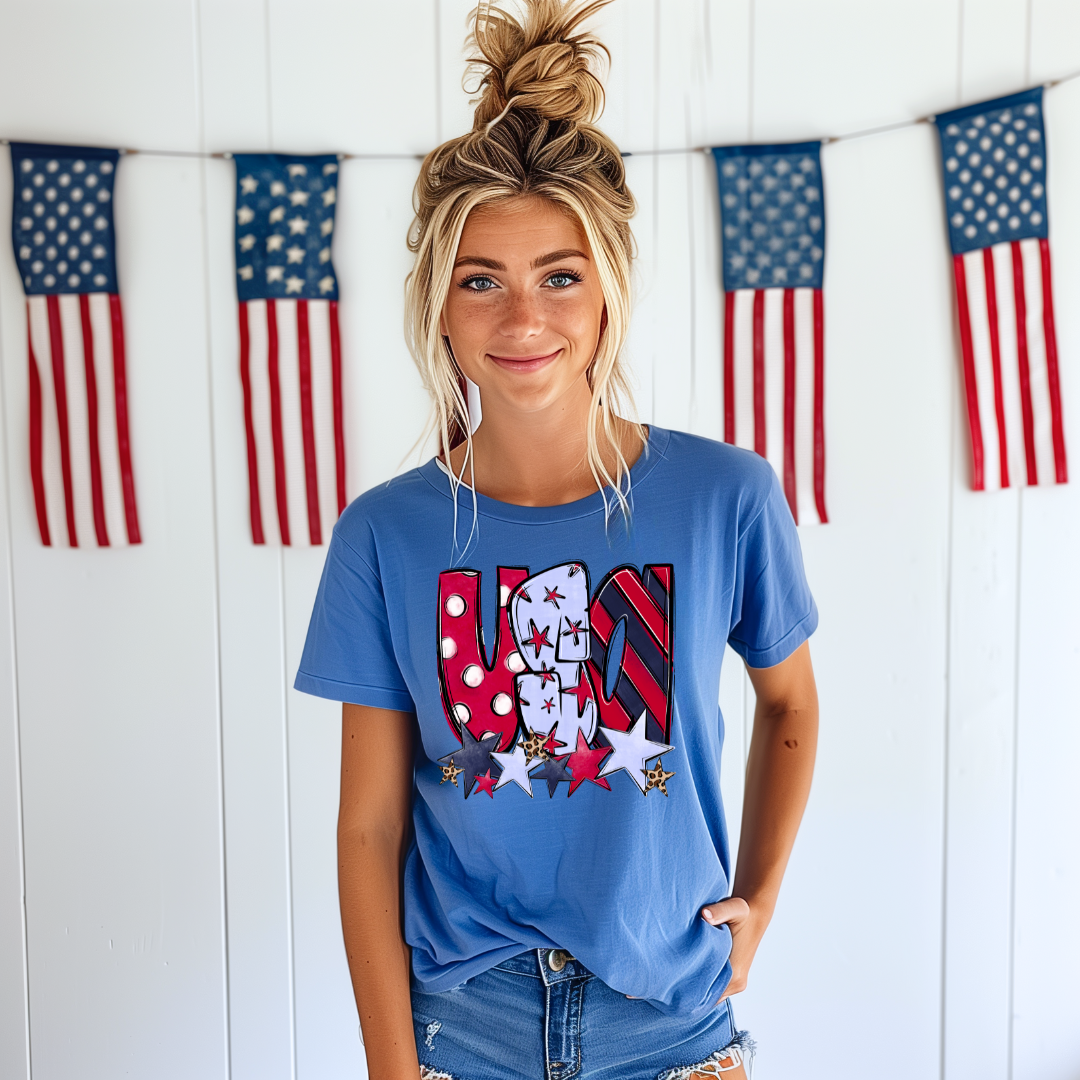 USA Doodle Letters DTF Transfer