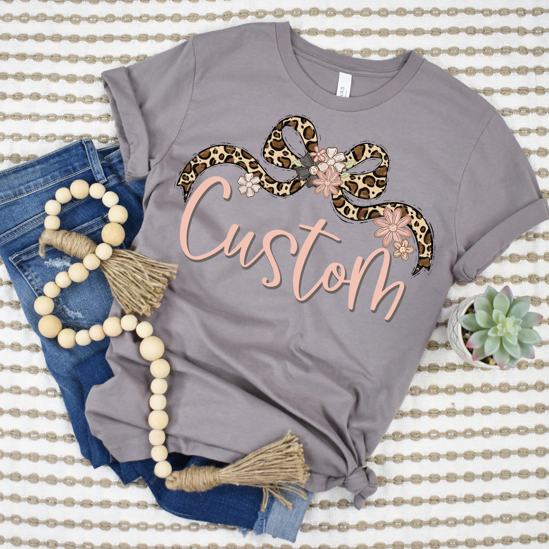 *Custom Leopard Ribbon Bow DTF Transfer