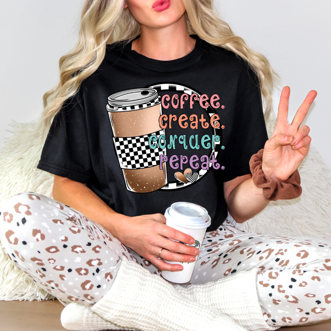 Coffee Create Repeat DTF Transfer