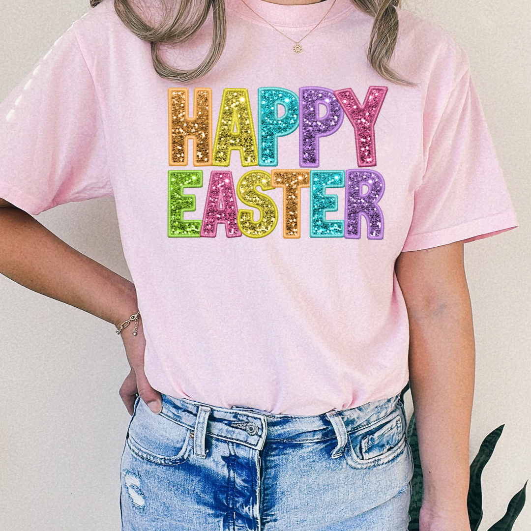 Happy Easter Glitter DTF