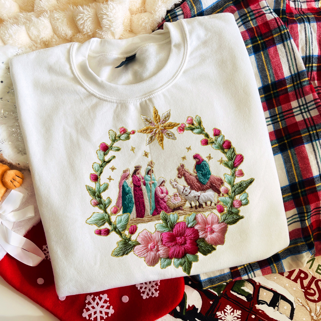French Knot Nativity DTF Transfer