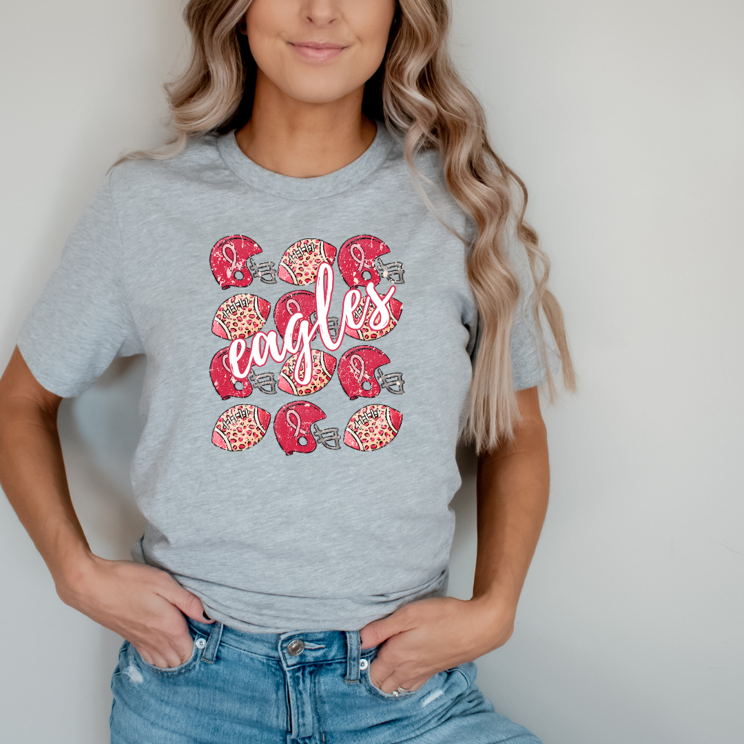 Pink Football Helmer Pink Out Pattern Eagles DTF