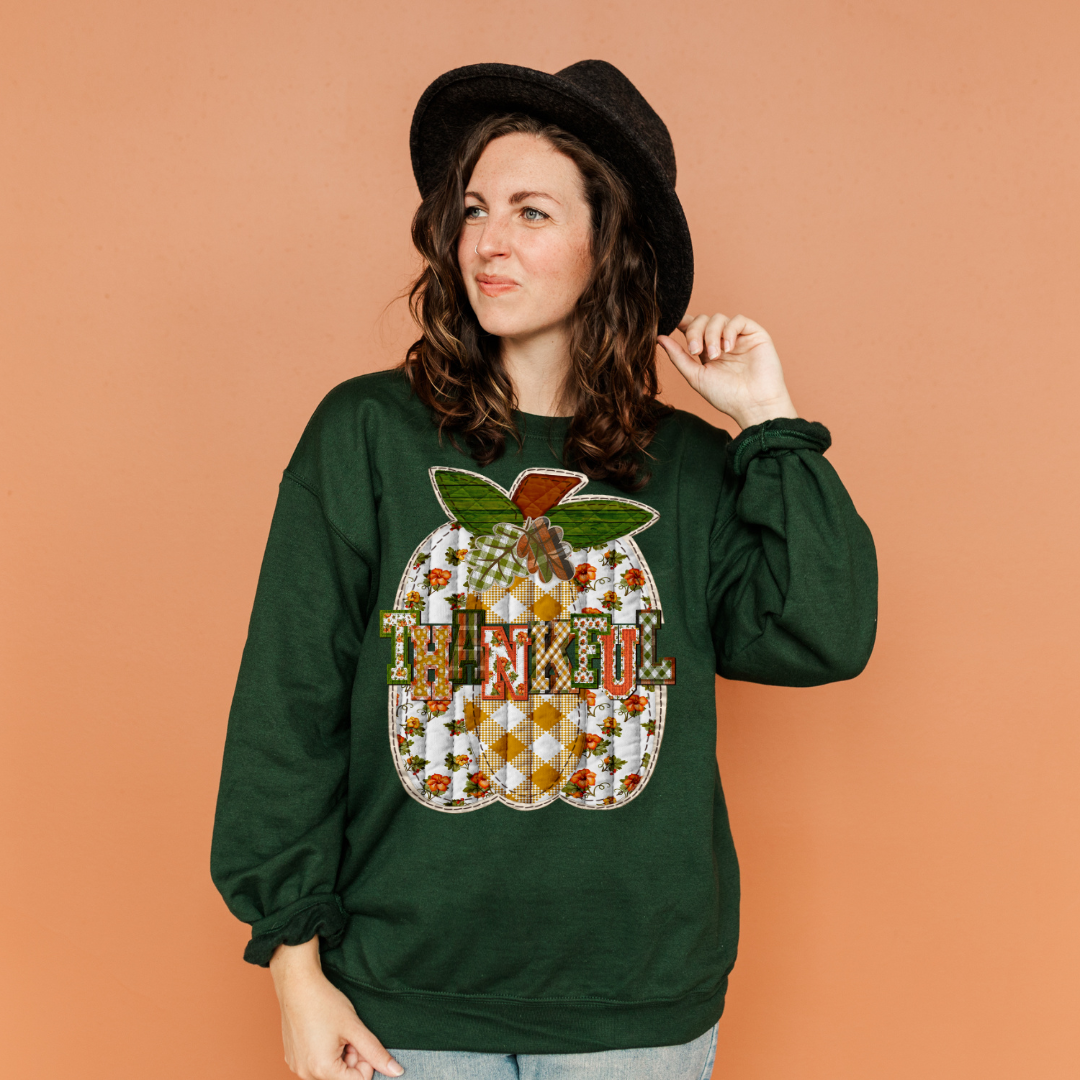 Thankful Quilted Pumpkin DTF Transfer