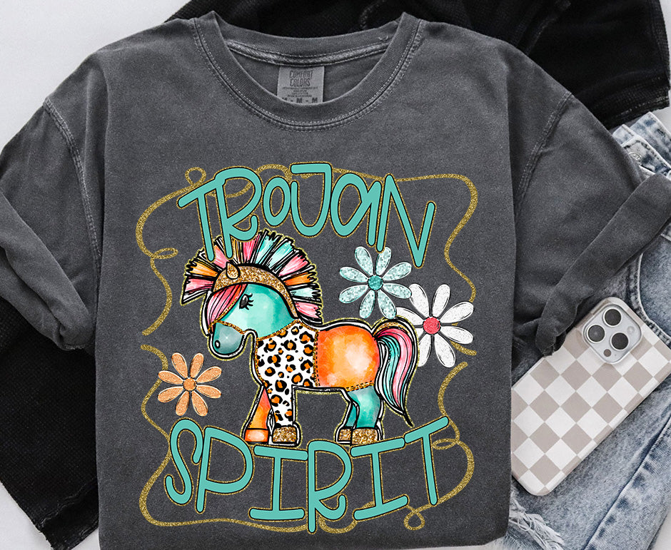 Teal and Gold Funky Mascots DTF Transfer