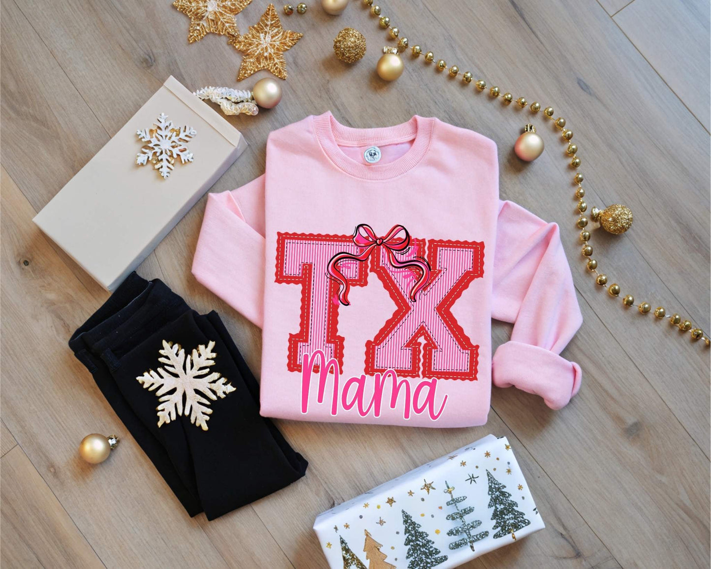 Pink Christmas States DTF Transfer