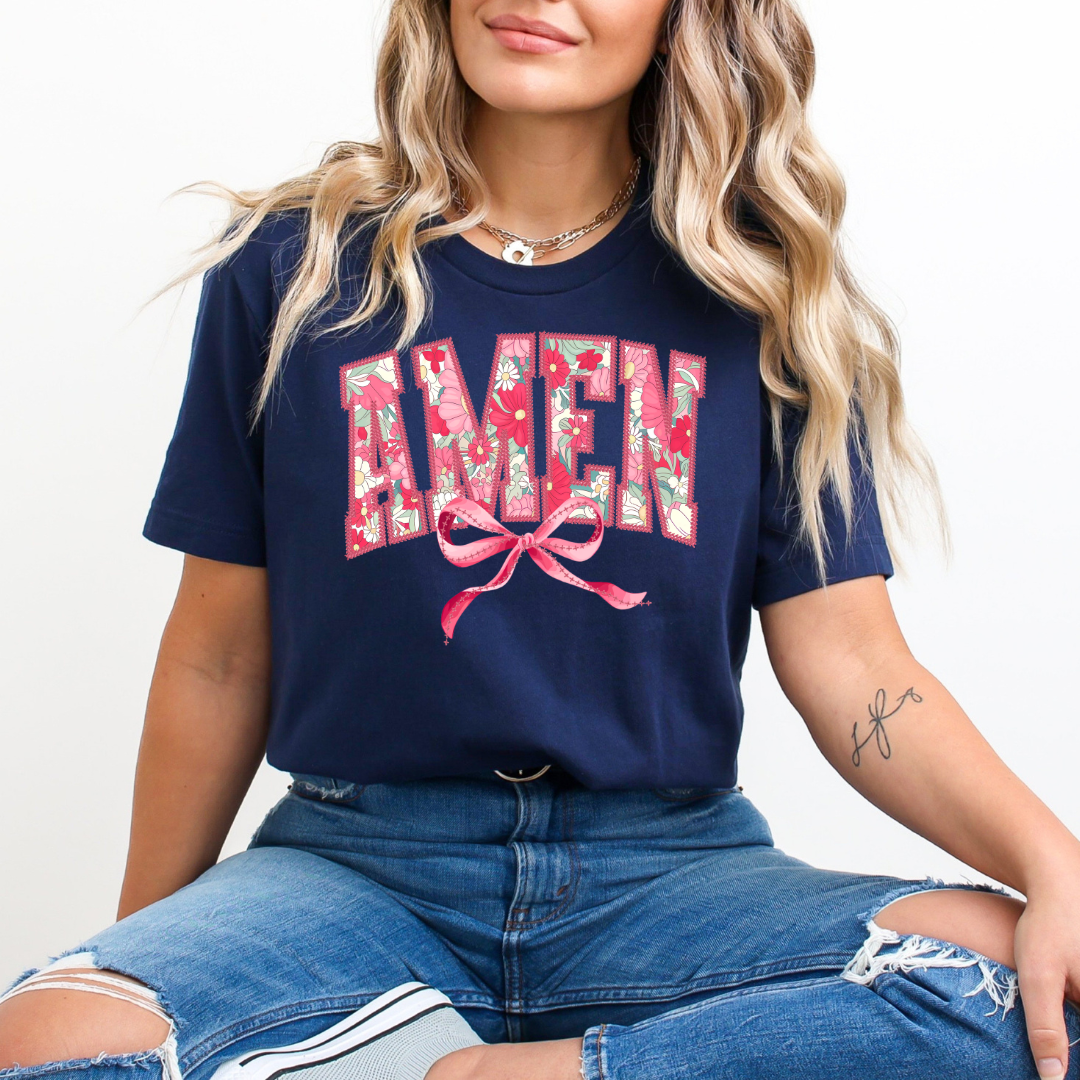 AMEN Pink Florals DTF Transfer