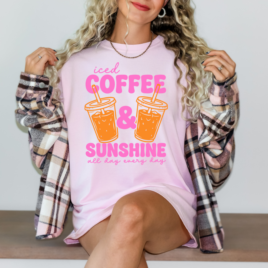 Iced Coffee and Sunshine DTF Transfer