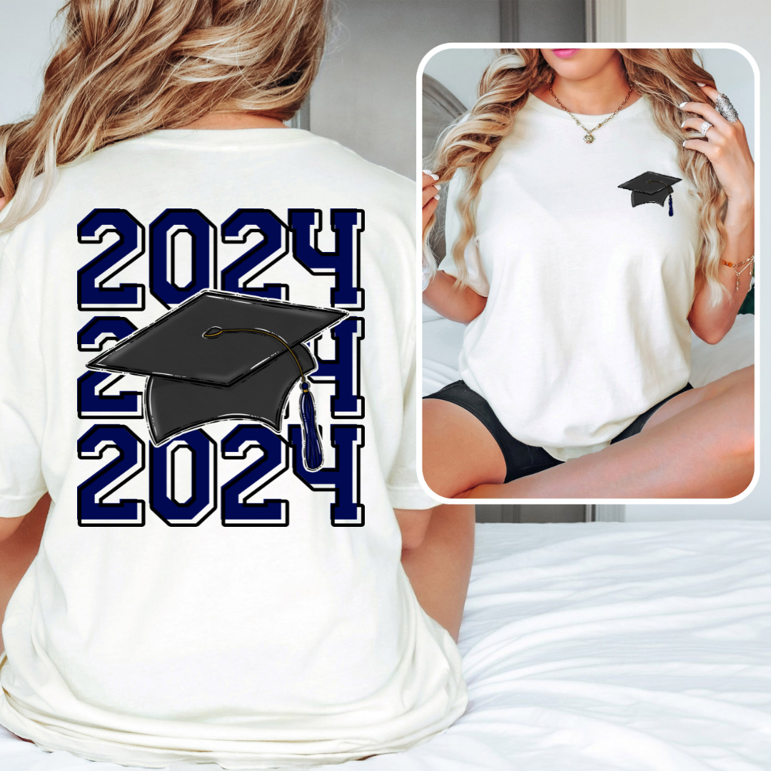 2024 Grad Cap Navy Blue DTF