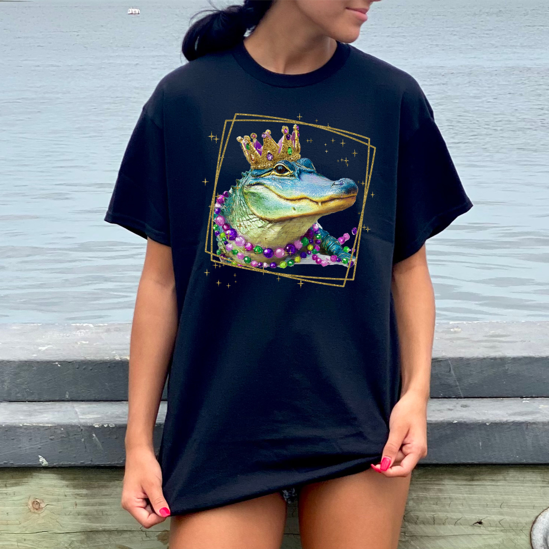 Mardi Gras Gator DTF Transfer