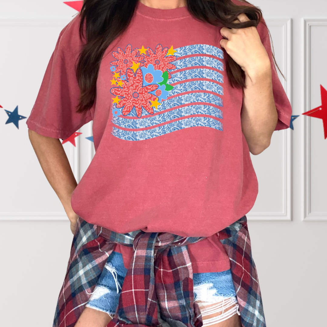 Lace Floral Flag DTF Transfer