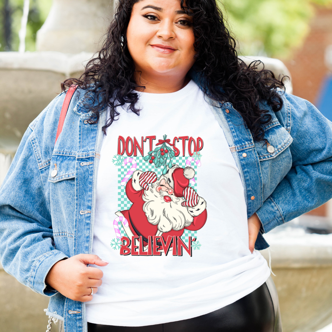 Don't Stop Believing Santa DTF