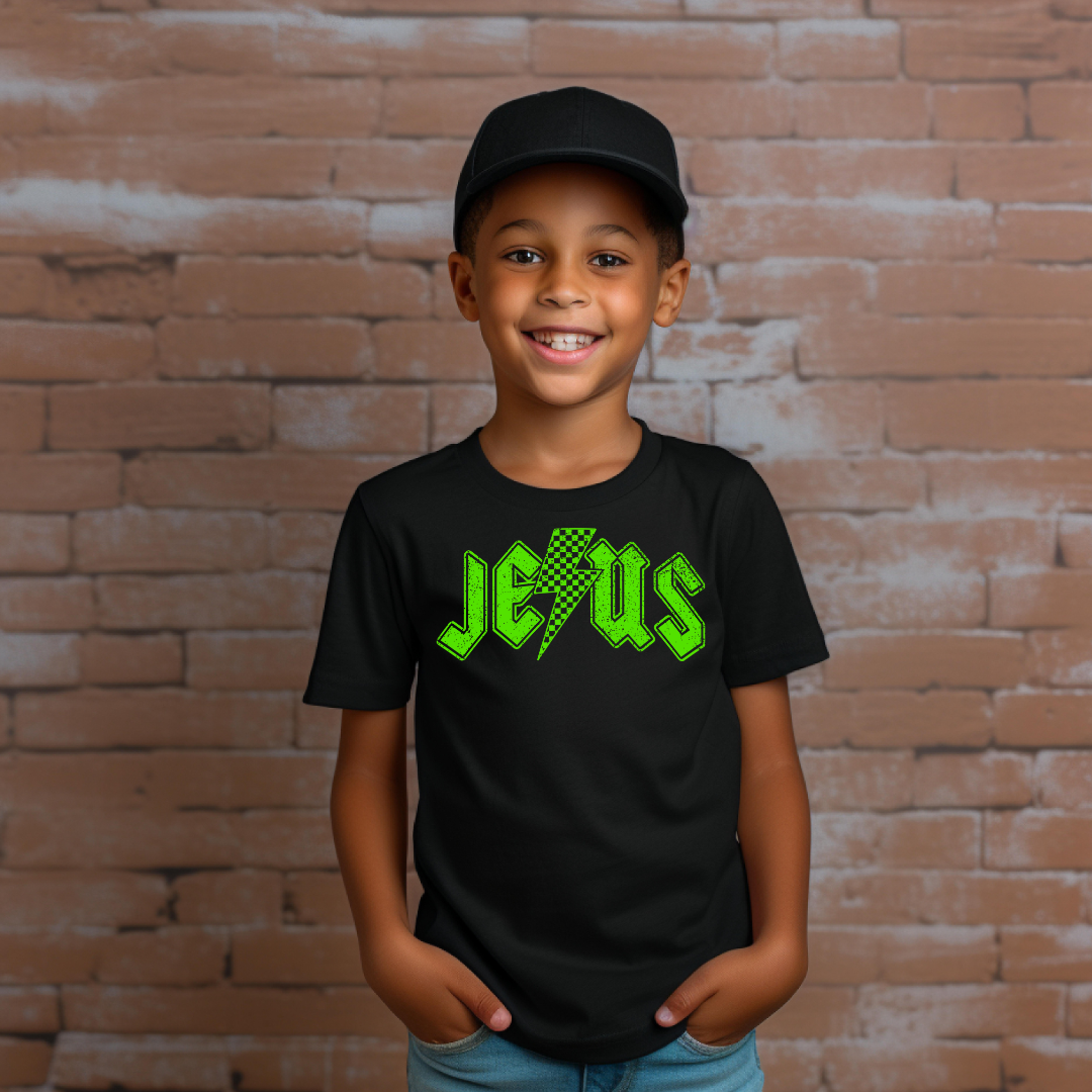 Jesus Neon Green DTF Transfer