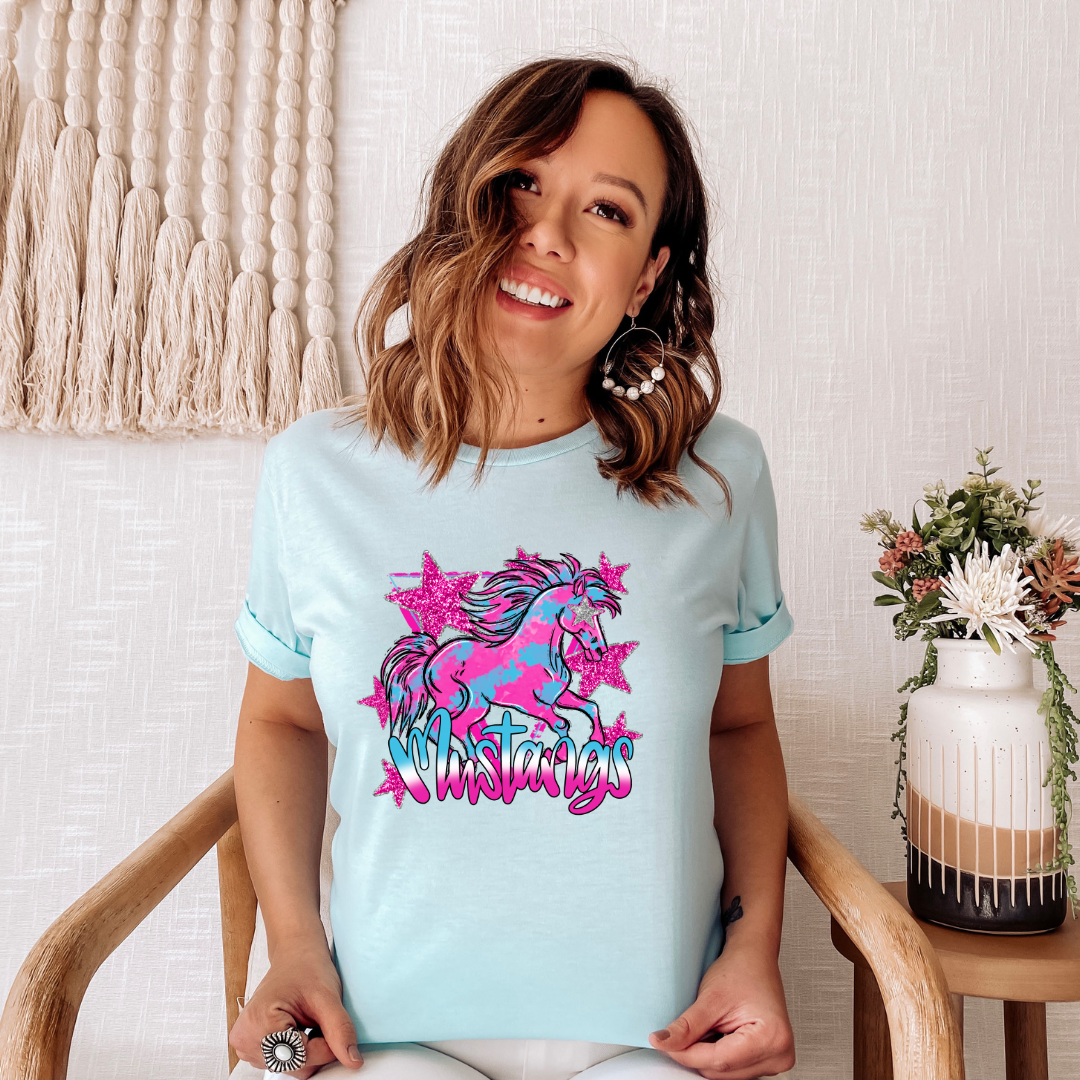 Pink and Blue Starry Eyes Mustangs DTF