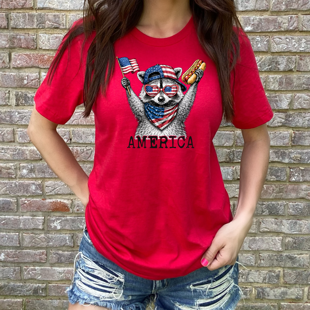 America Raccoon DTF Transfer