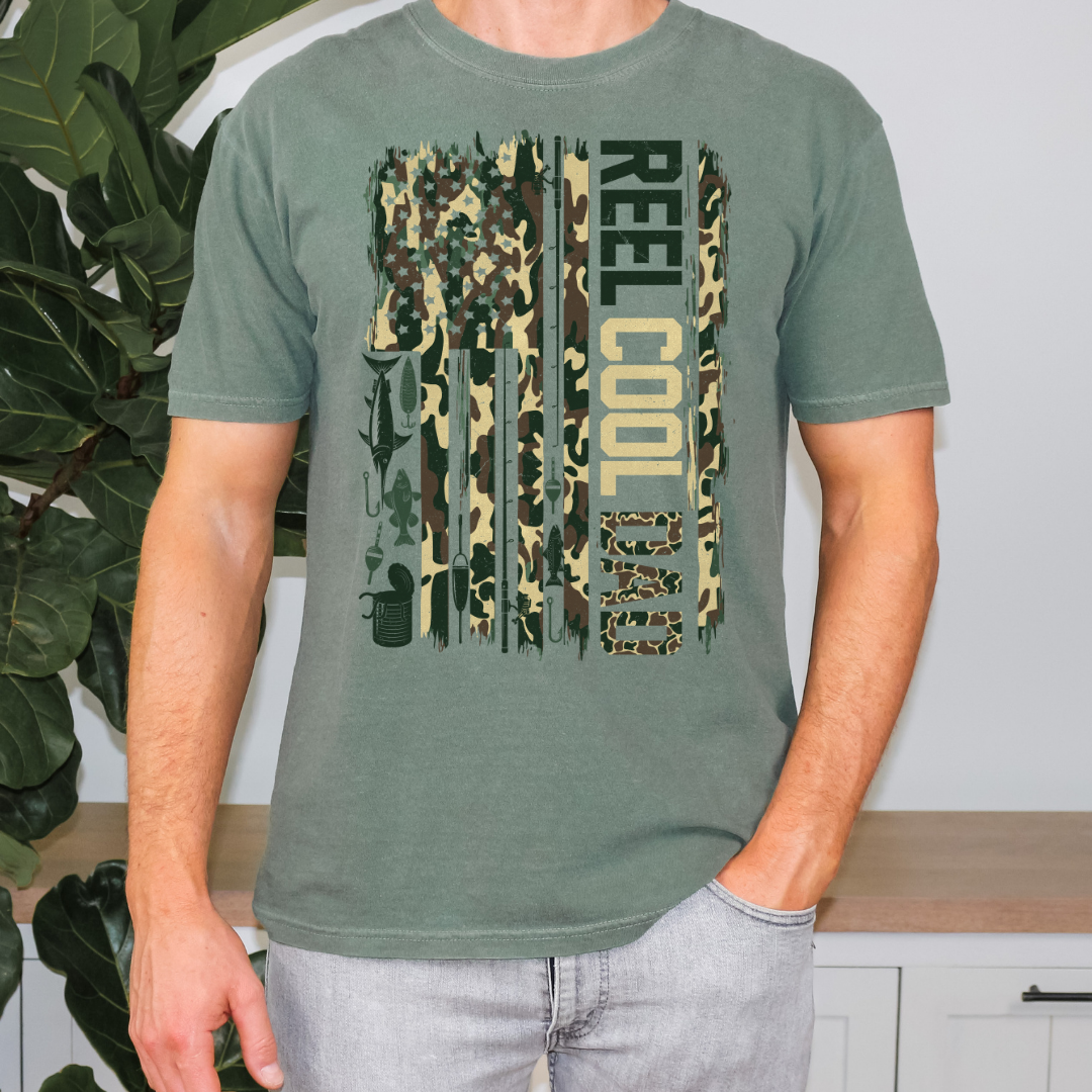 Reel Cool Dad Camo Fishing DTF Transfer