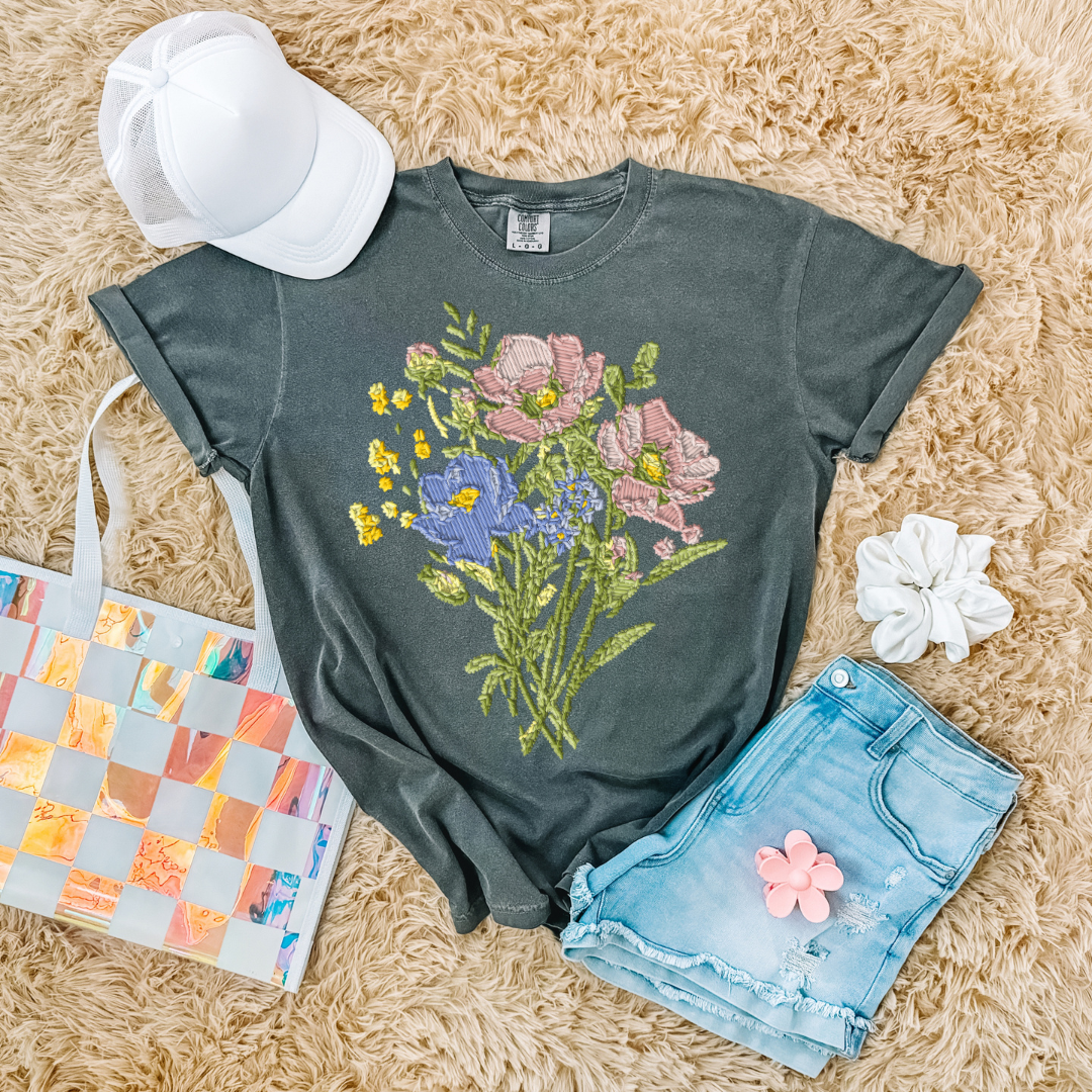 Embroidered Bouquet DTF Transfer