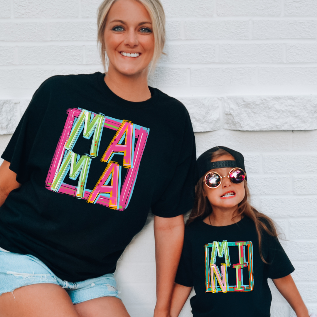 Mama Mini Cheery Doodle Frames DTF Transfer