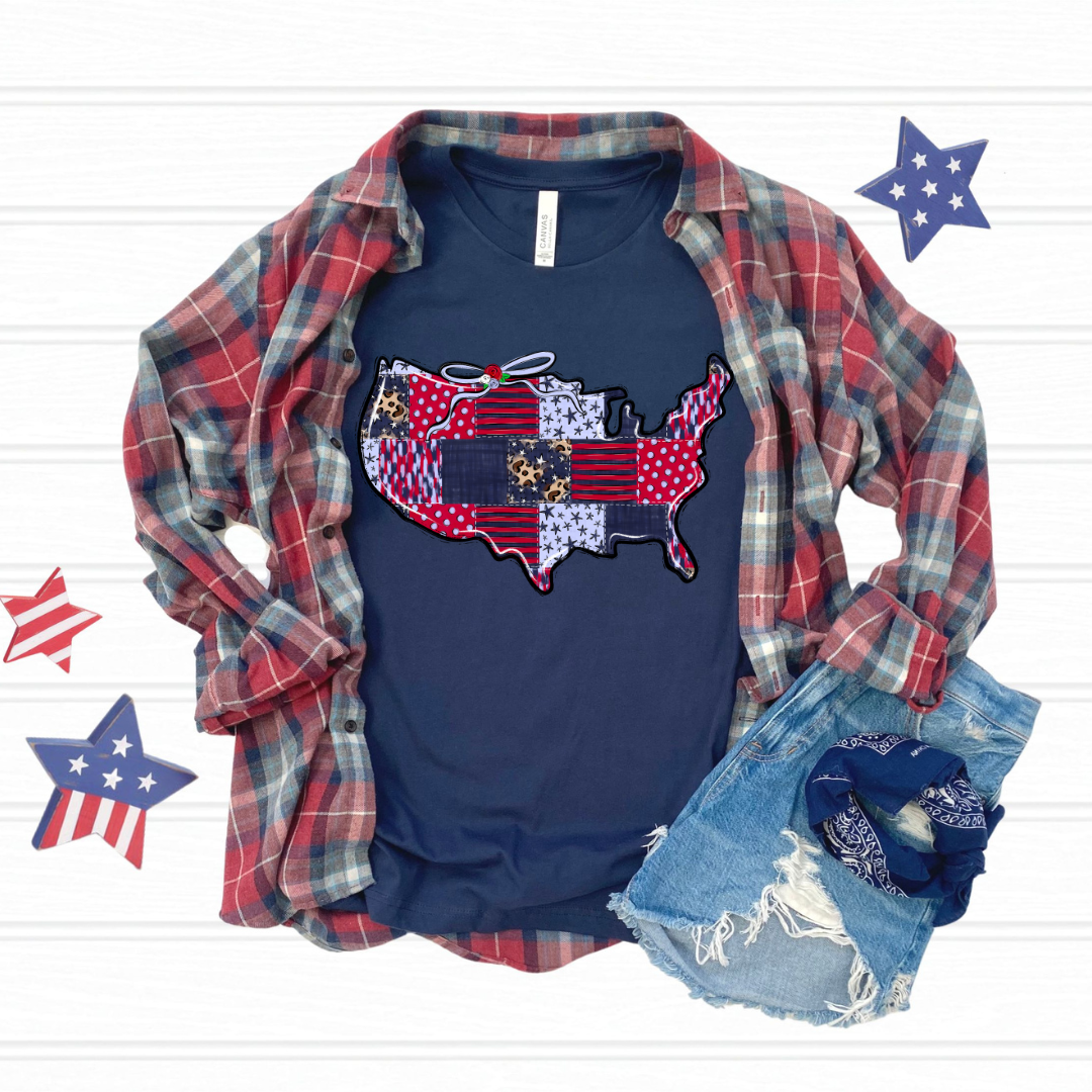 Patchwork USA DTF Transfer