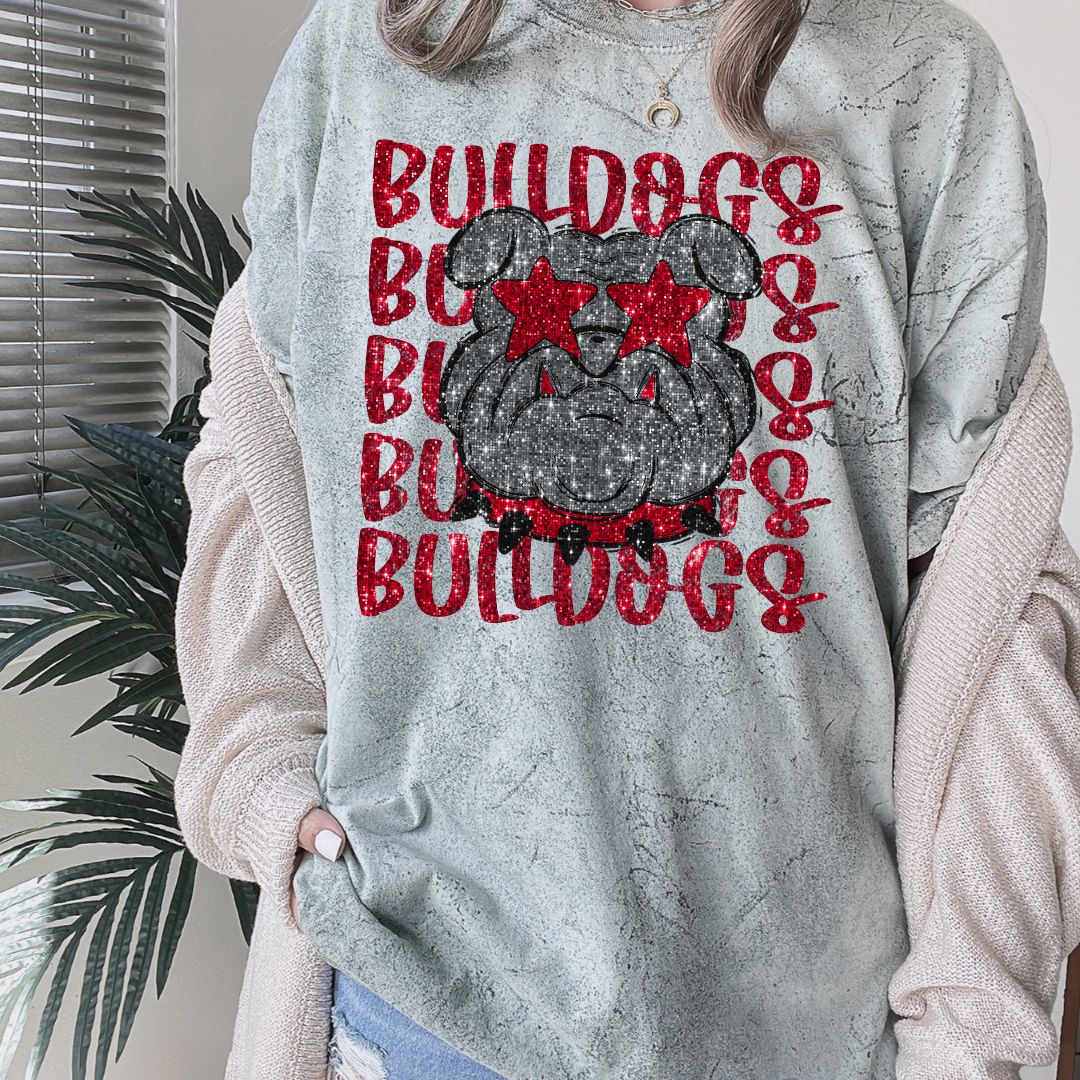 Bulldogs Sparkle Stacked Mascot DTF Transfer