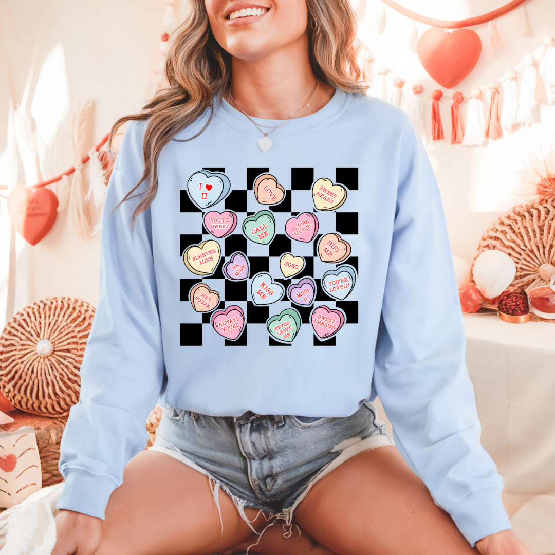Candy Heart Checkered DTF Transfer