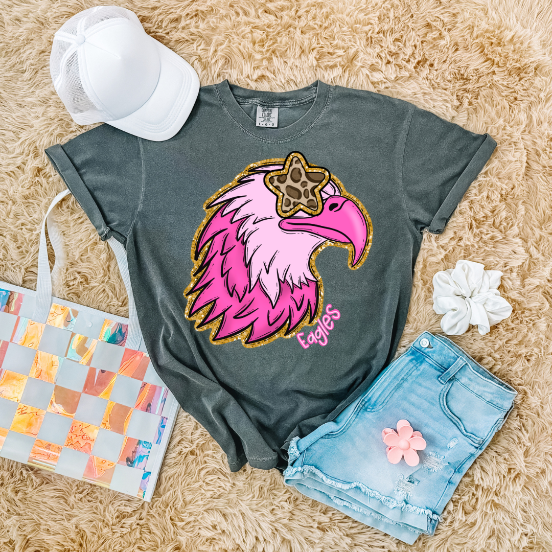 Eagles Pink Leopard Mascot DTF Transfer