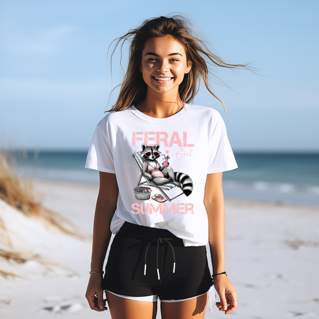 Feral Girl Summer Sun Raccoon DTF