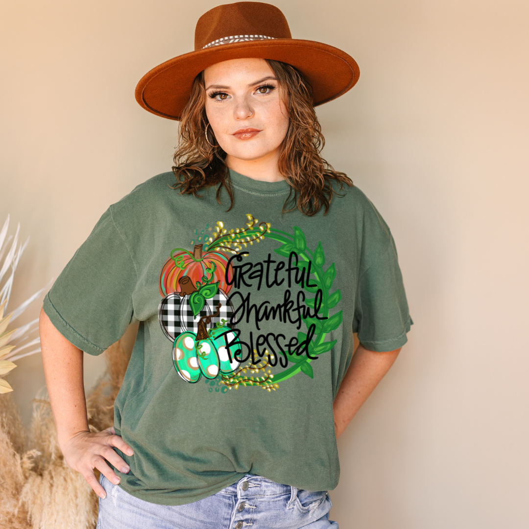 Grateful Thankful Plaid DTF