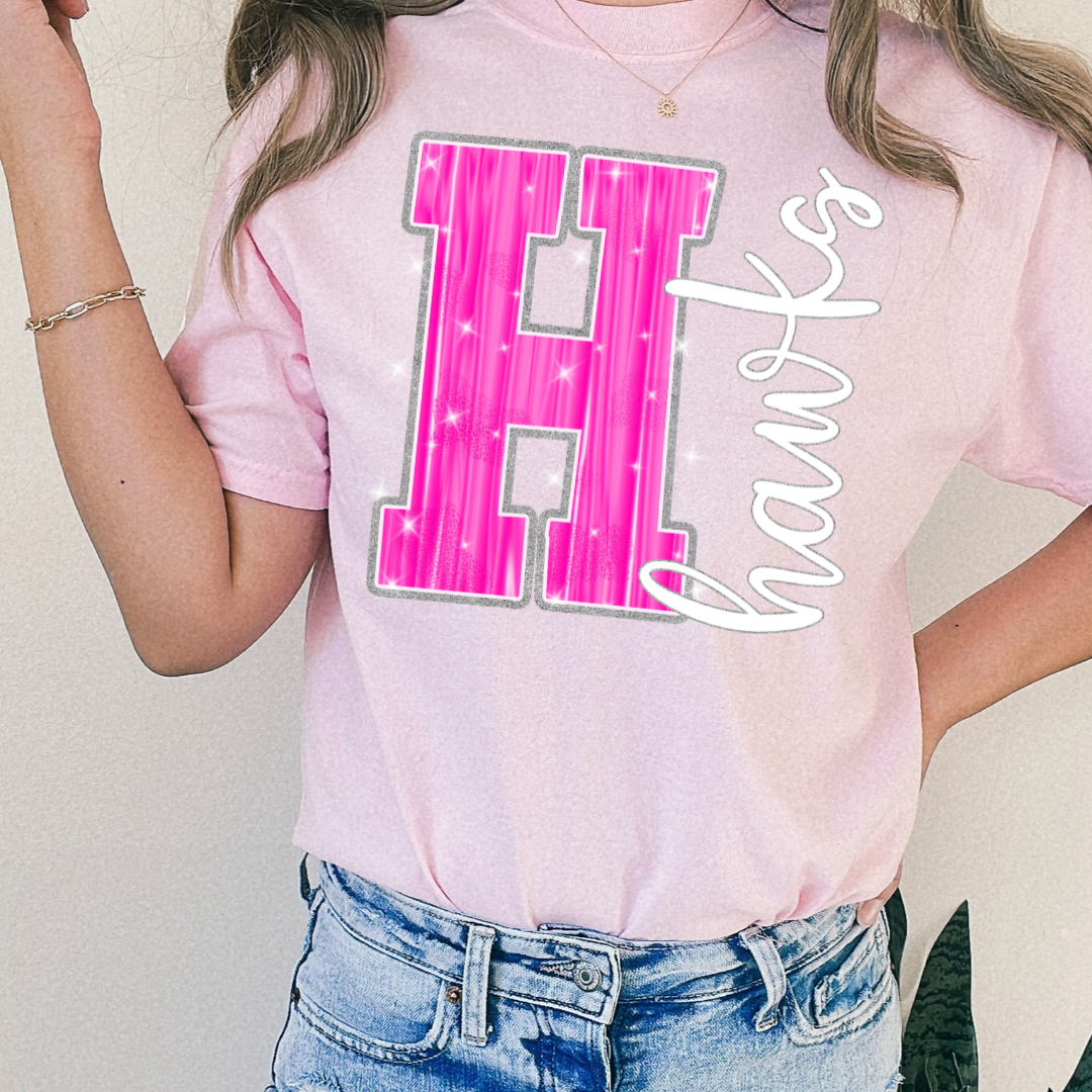 Hawks Pink Sparkle DTF Transfer