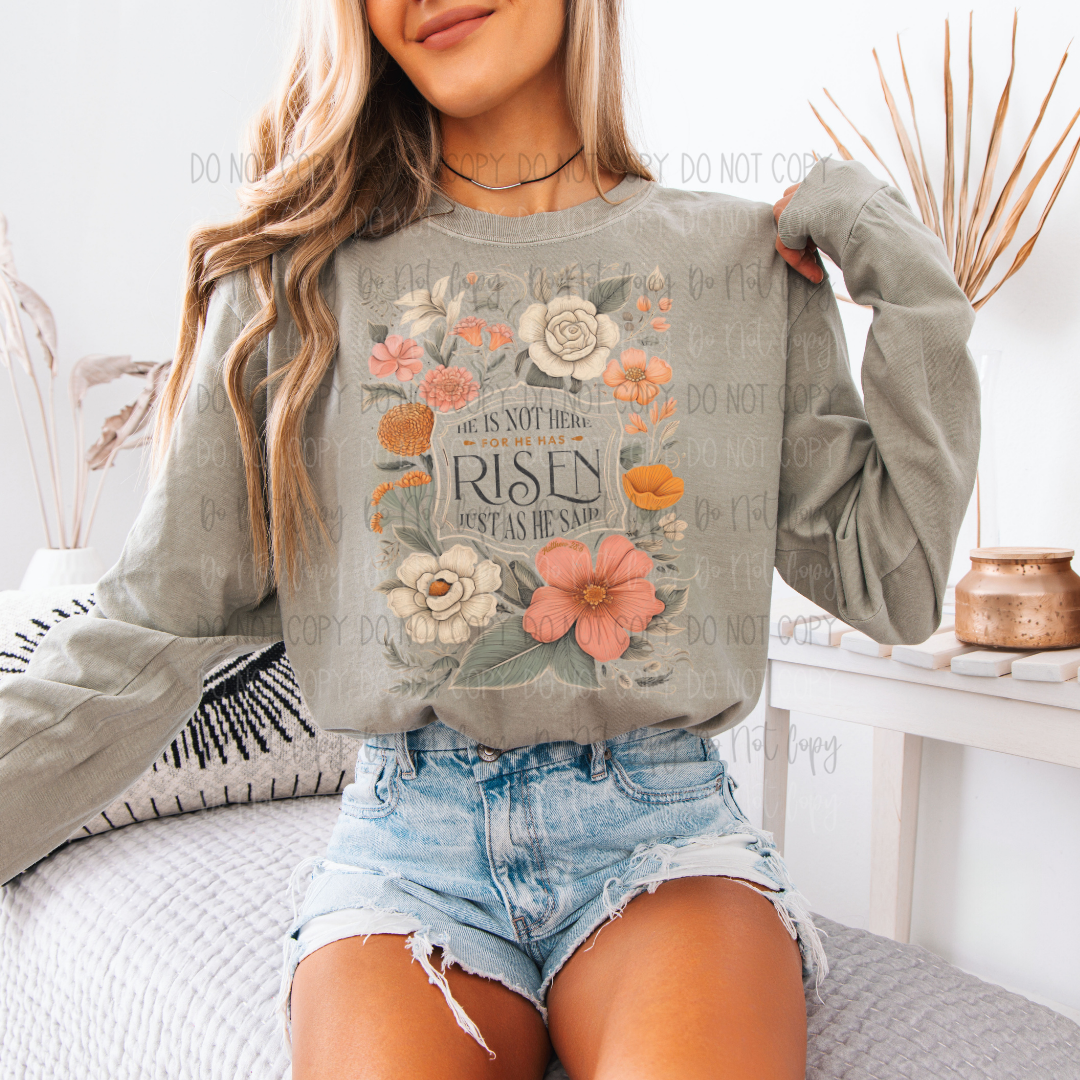 He Has Risen Floral DTF Transfer