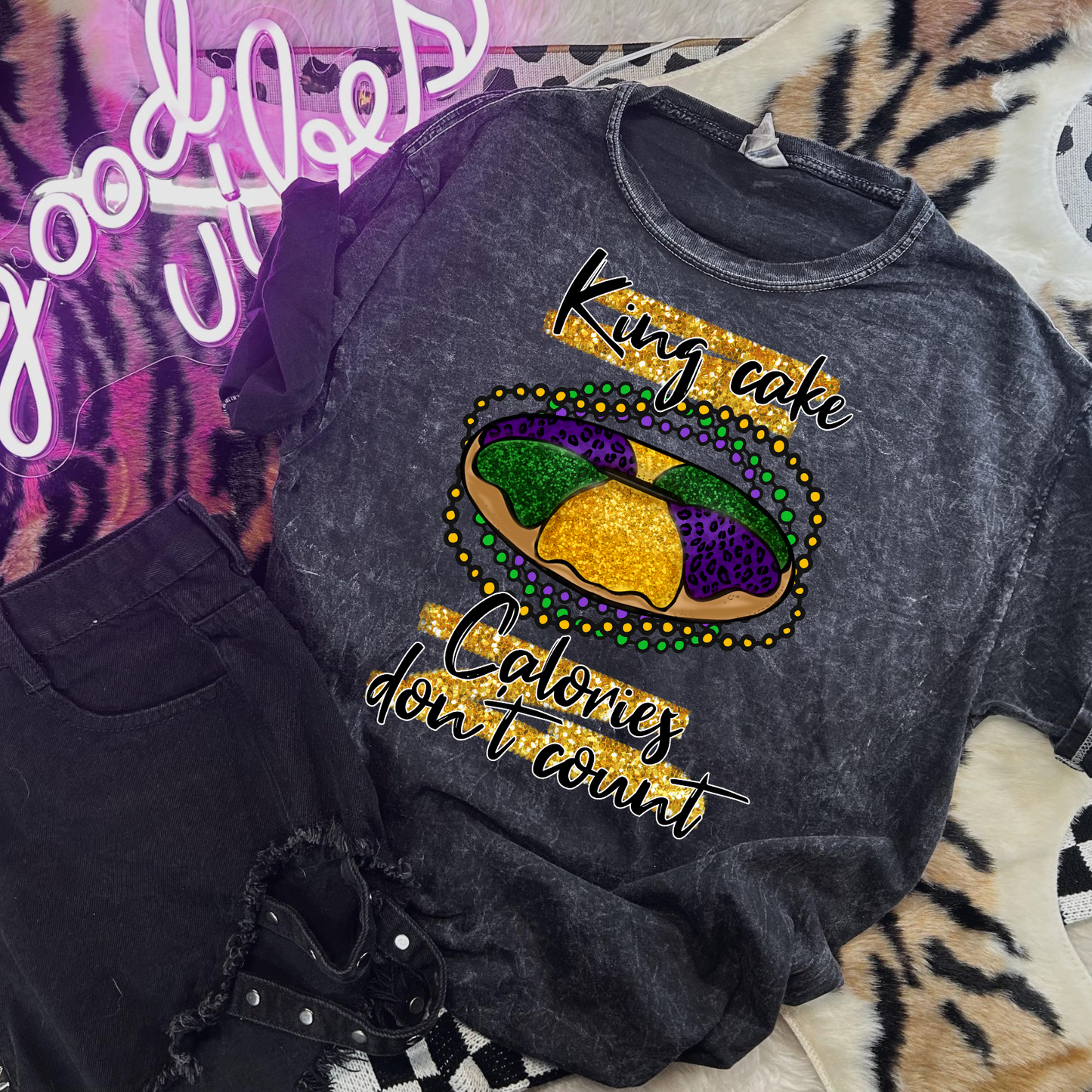 King Cake Calories Don'T Count DTF Transfer